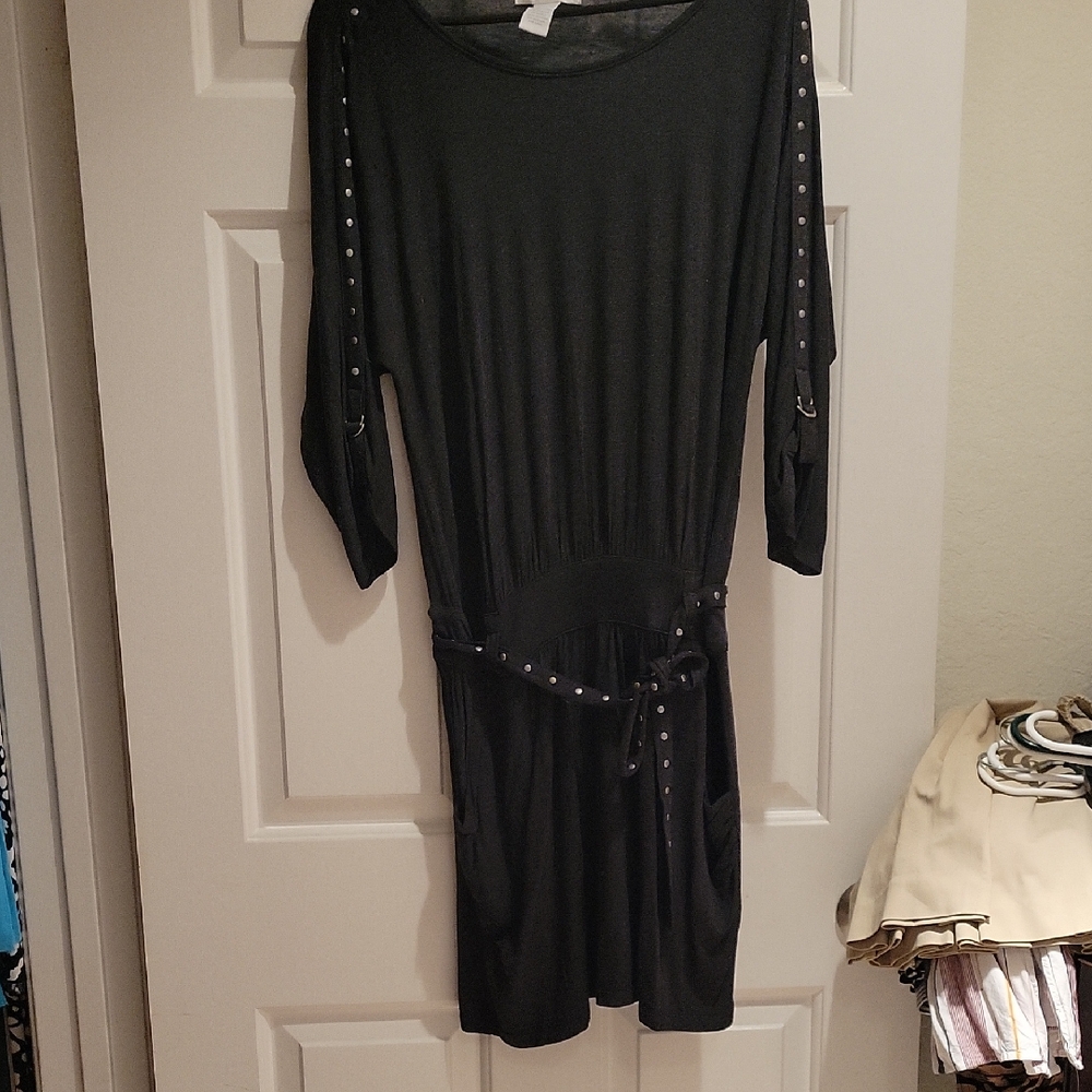 Design History Black Dress with Studded Details
